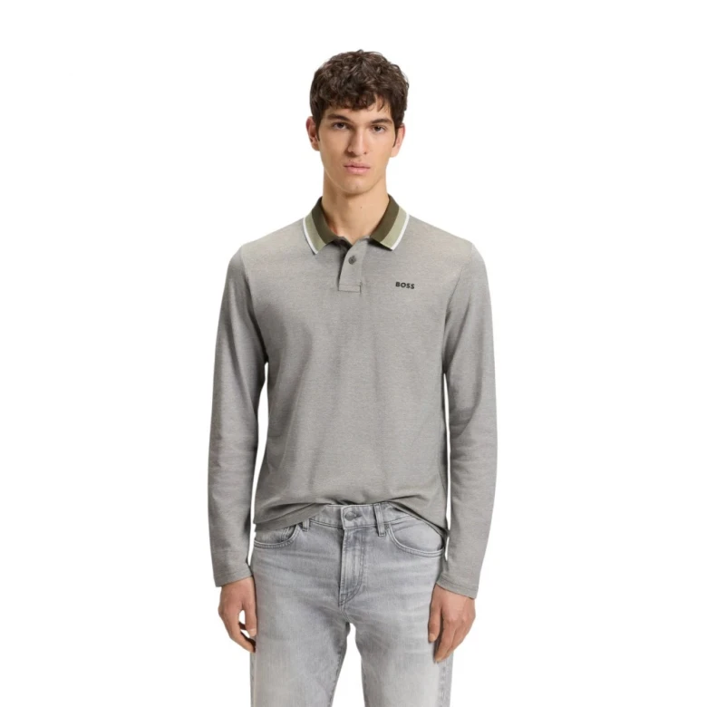 Поло Boss Shirt In Cotton Piqué With Striped Collar