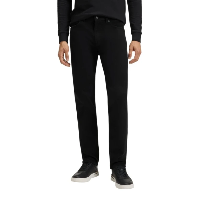 Джинсы Boss Schwarze Maine Regular-Fit Jeans Aus Bequemem Stretch-Denim