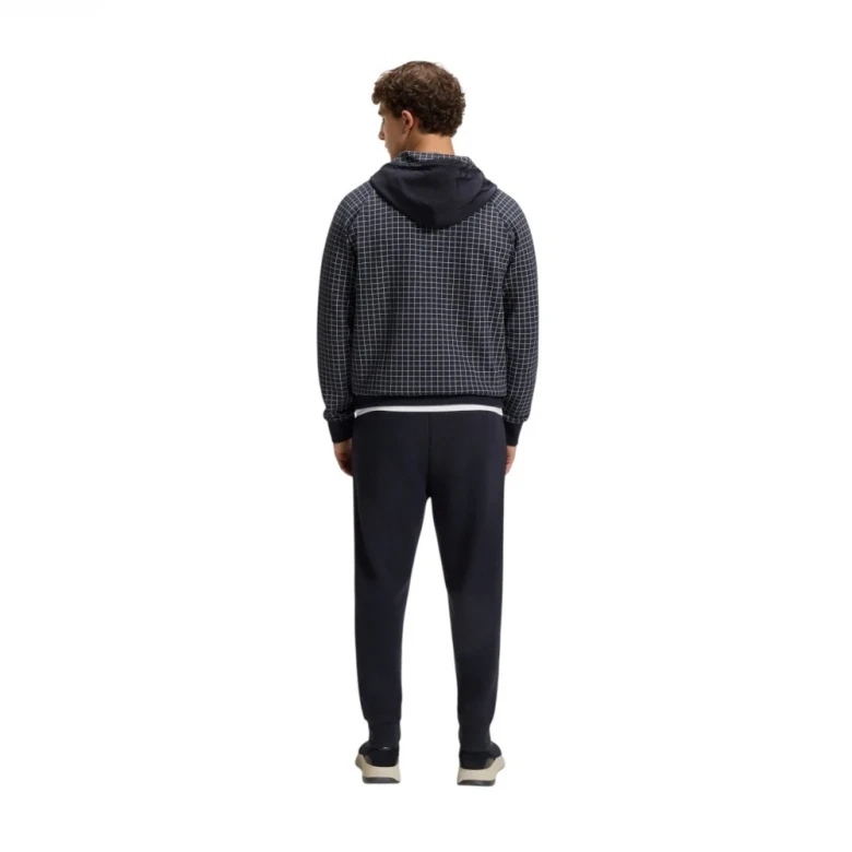 Толстовка Boss Check-Print Hoodie In Stretch Piqué With Golf Artwork 1