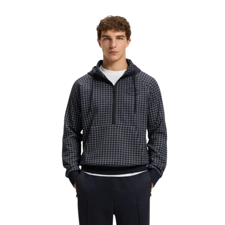 Толстовка Boss Check-Print Hoodie In Stretch Piqué With Golf Artwork