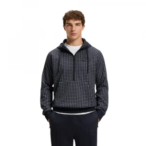 Толстовка Boss Check-Print Hoodie In Stretch Piqué With Golf Artwork
