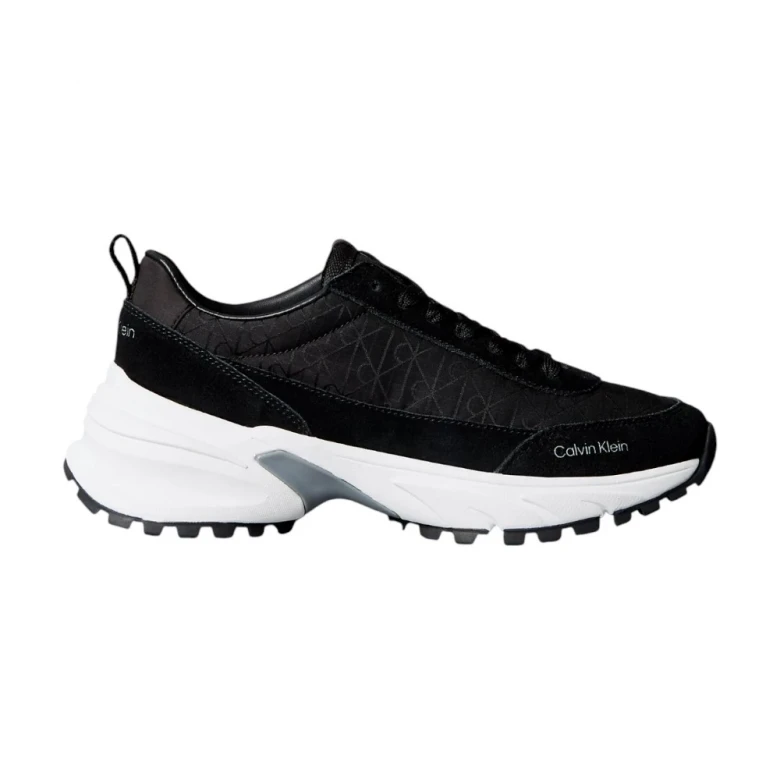 Suede and Emblem Logo Nylon Trainers