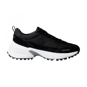 Suede and Emblem Logo Nylon Trainers