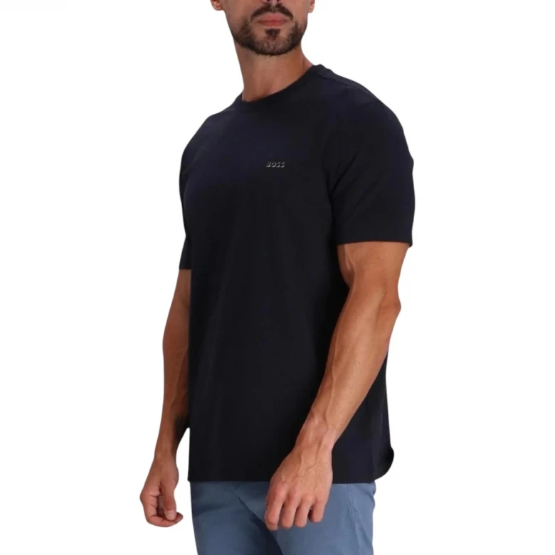 T-shirt Aus Stretch-baumwolle Mit Kontrast-logo 1