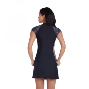 футболка для плавания rashguard cap sleeve with zip-solid front (ladies) 1