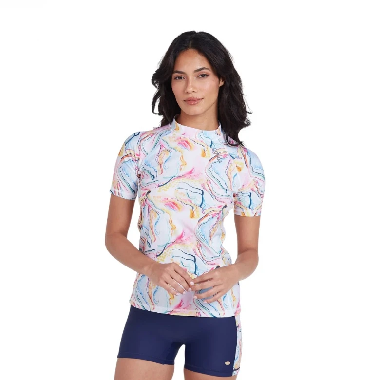 футболка для плавания rashguard short sleeve-aop (ladies)