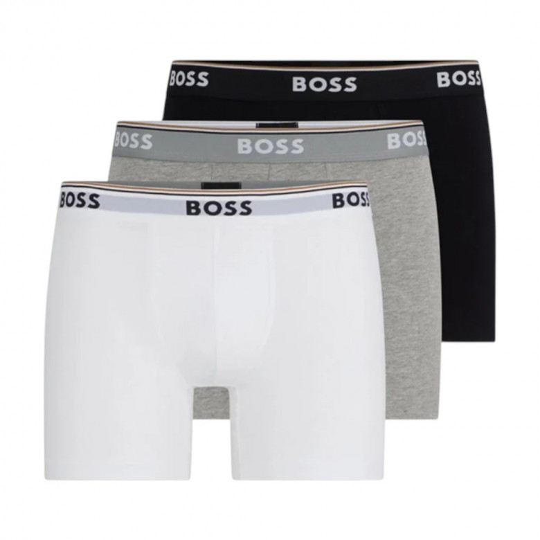 3-Pack Of Stretch-Cotton Boxer Briefs With Logo Waistbands