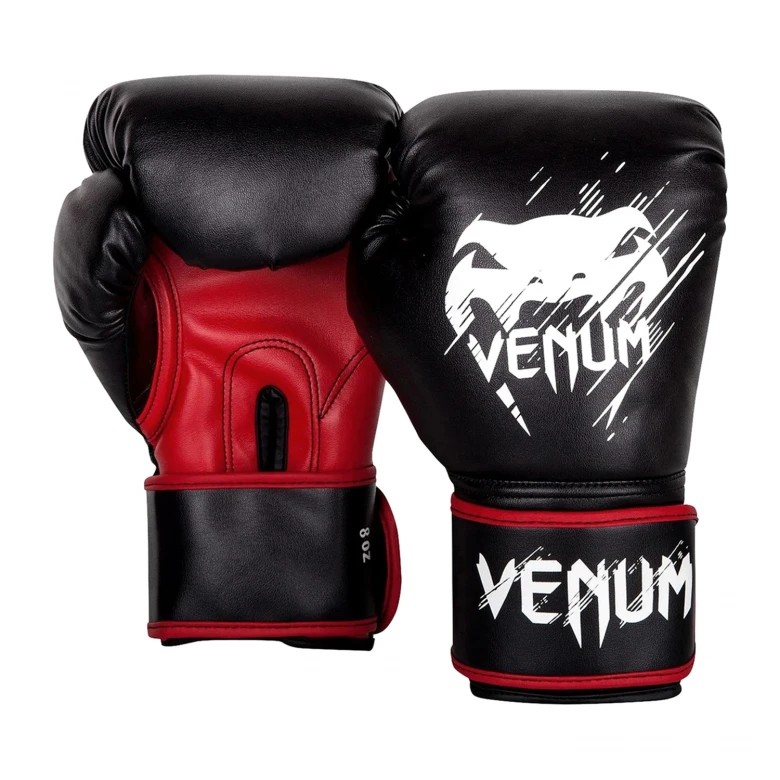 перчатки venum contender boxing gloves (for kids)-black/red