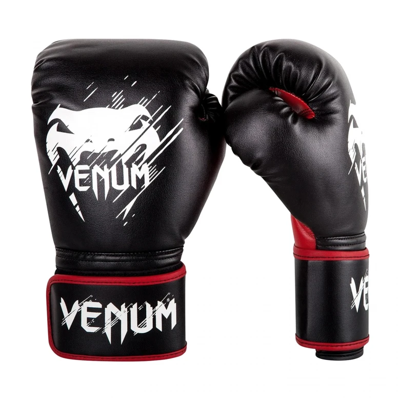 перчатки venum contender boxing gloves (for kids)-black/red 1