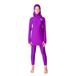 хиджаб modest 3pc swim set - purple pastel marble