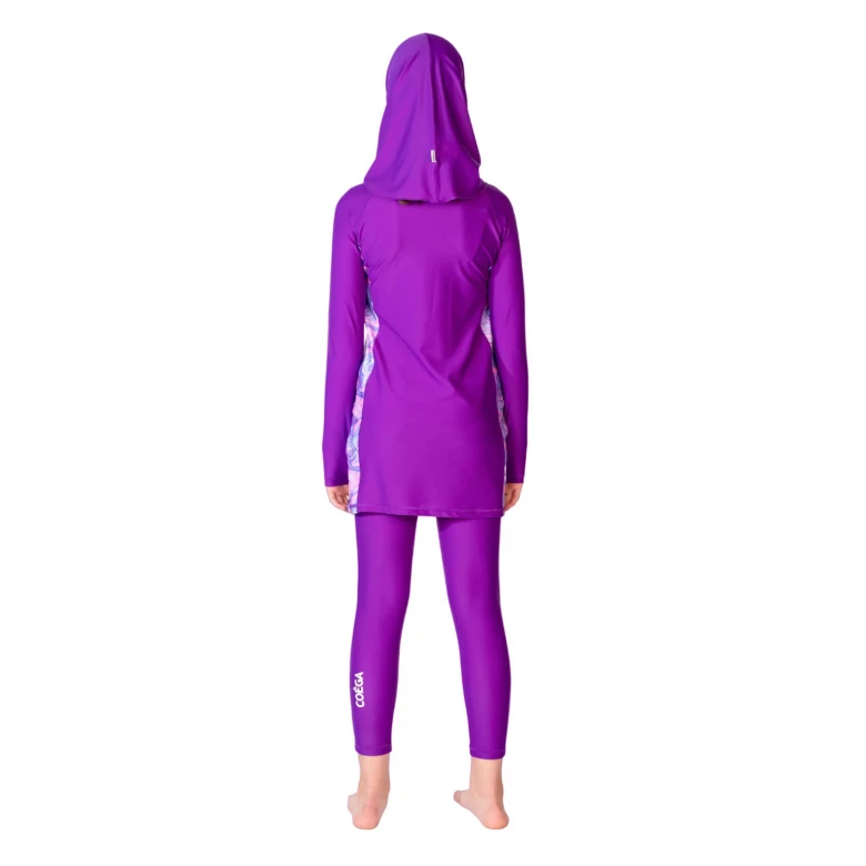 хиджаб modest 3pc swim set - purple pastel marble 2